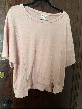 BiBi Relaxed Short-Sleeve Sweatshirt in Blush Pink
